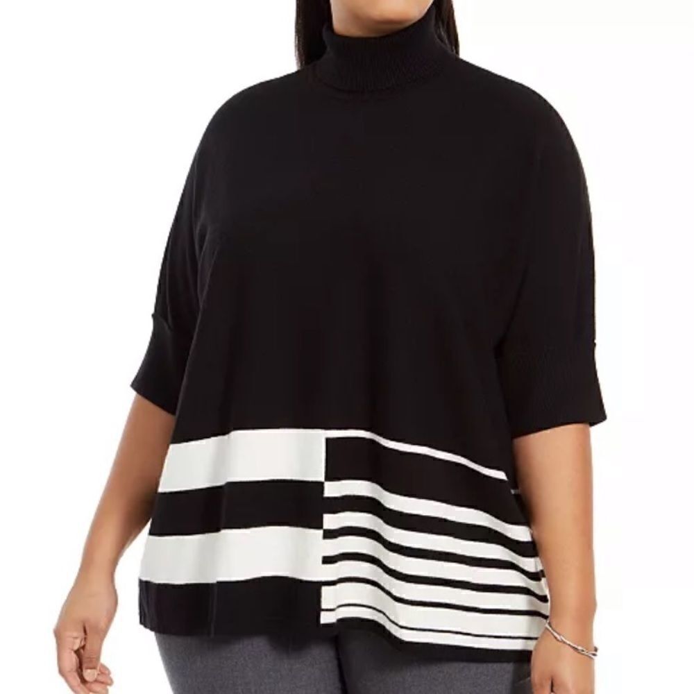 Alfani Plus Colorblocked Turtleneck Poncho women’s size 2X